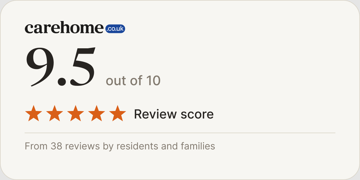 The Elms Care Centre carehome.co.uk review score, 9.5 out of 10